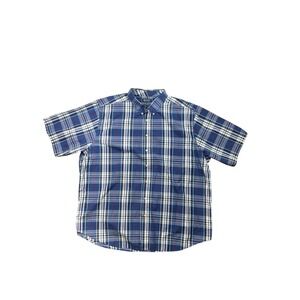 Puritain Men's Wrinkle Resistant Blue Button-Down Plaid Shirt 3 XL NWT